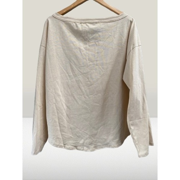 NEW Free People Beach Boat Neck Long Sleeve‎ Cotton Tee Large - Picture 2 of 3